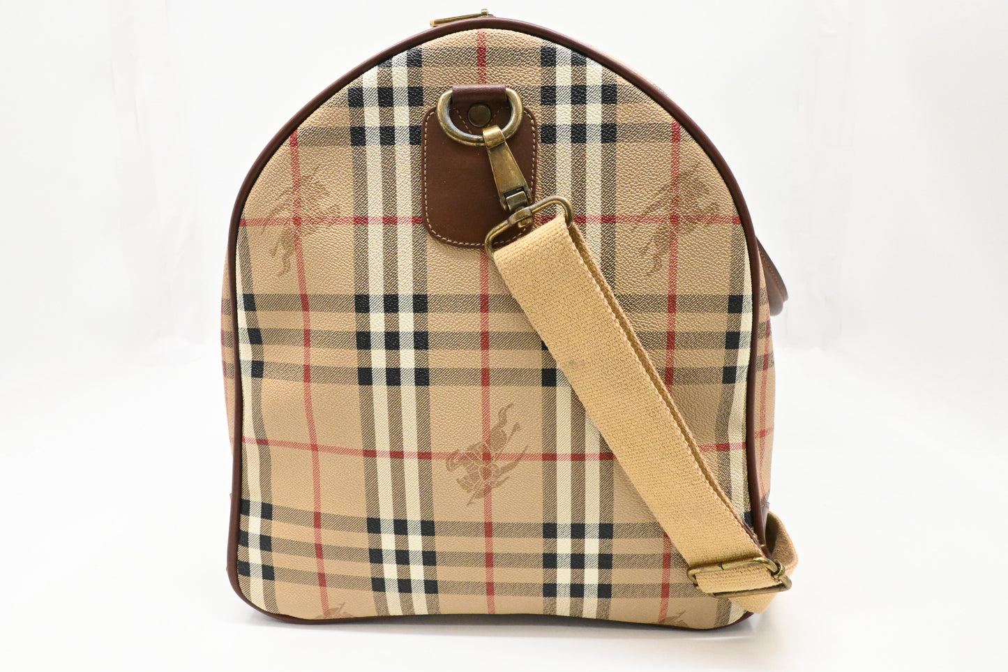 Burberry Travel Bag in Beige Coated Check Canvas