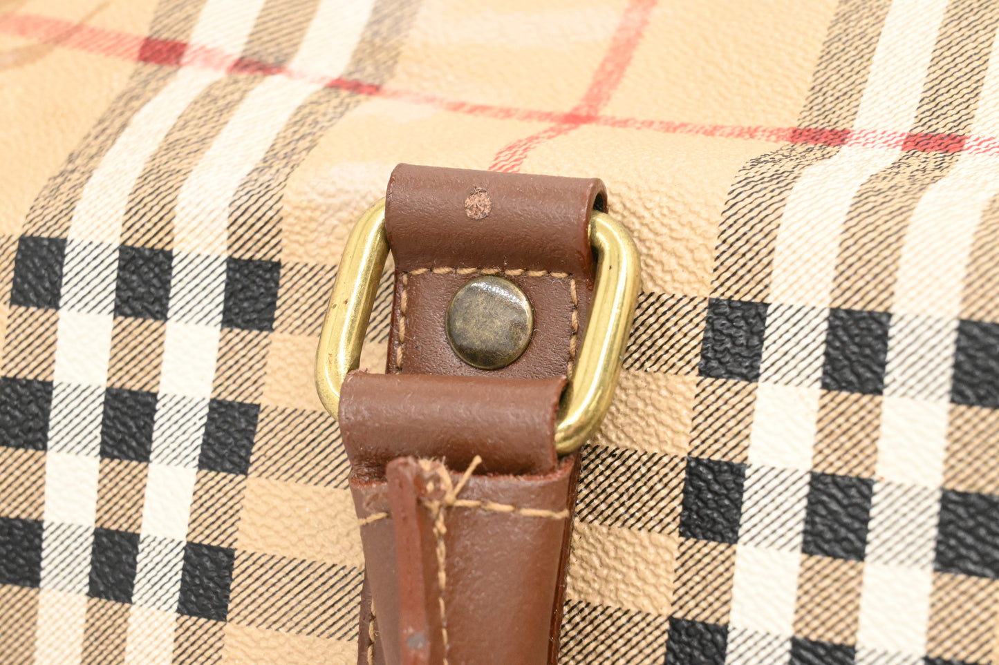 Burberry Travel Bag in Beige Coated Check Canvas