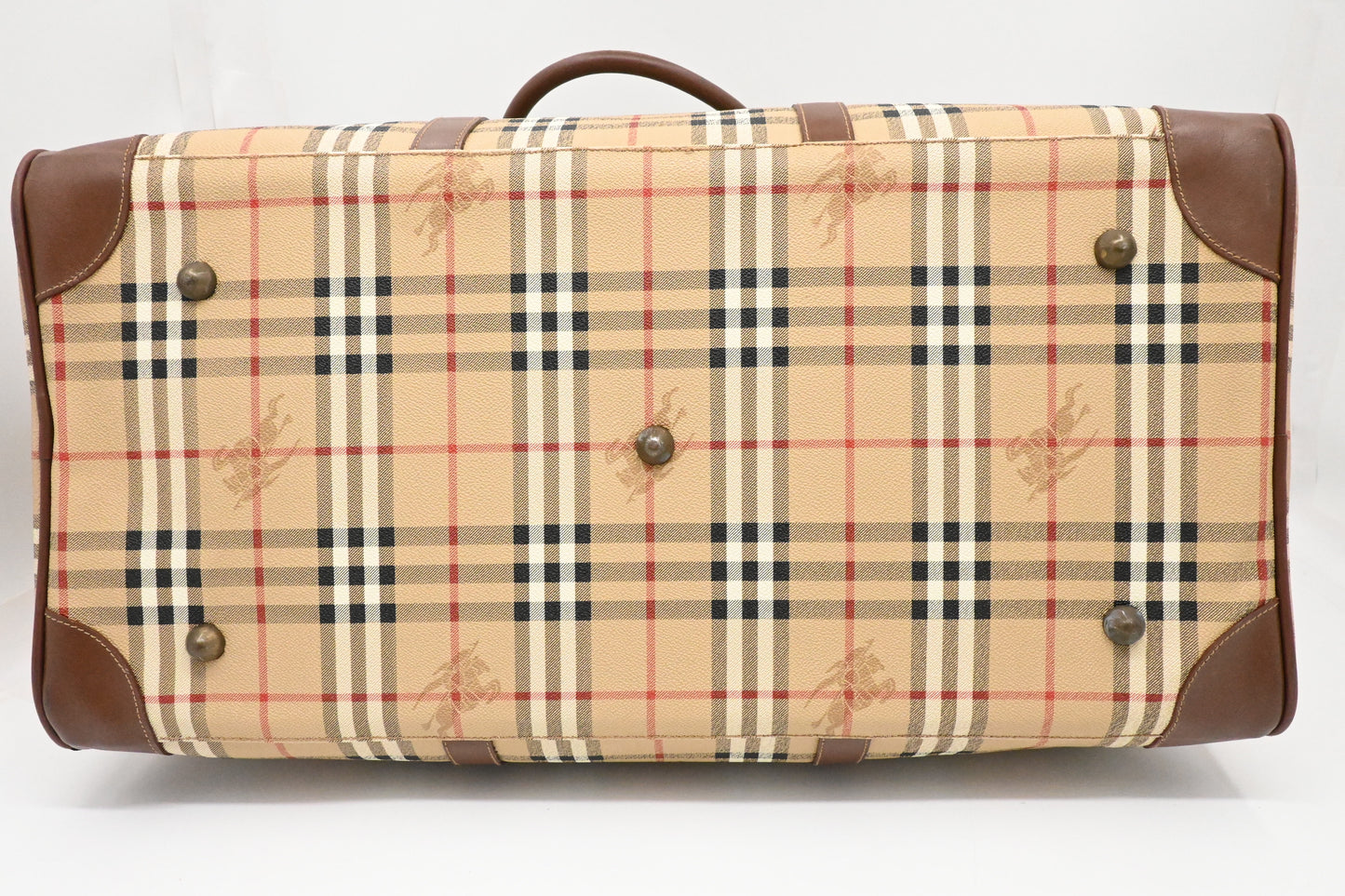 Burberry Travel Bag in Beige Coated Check Canvas