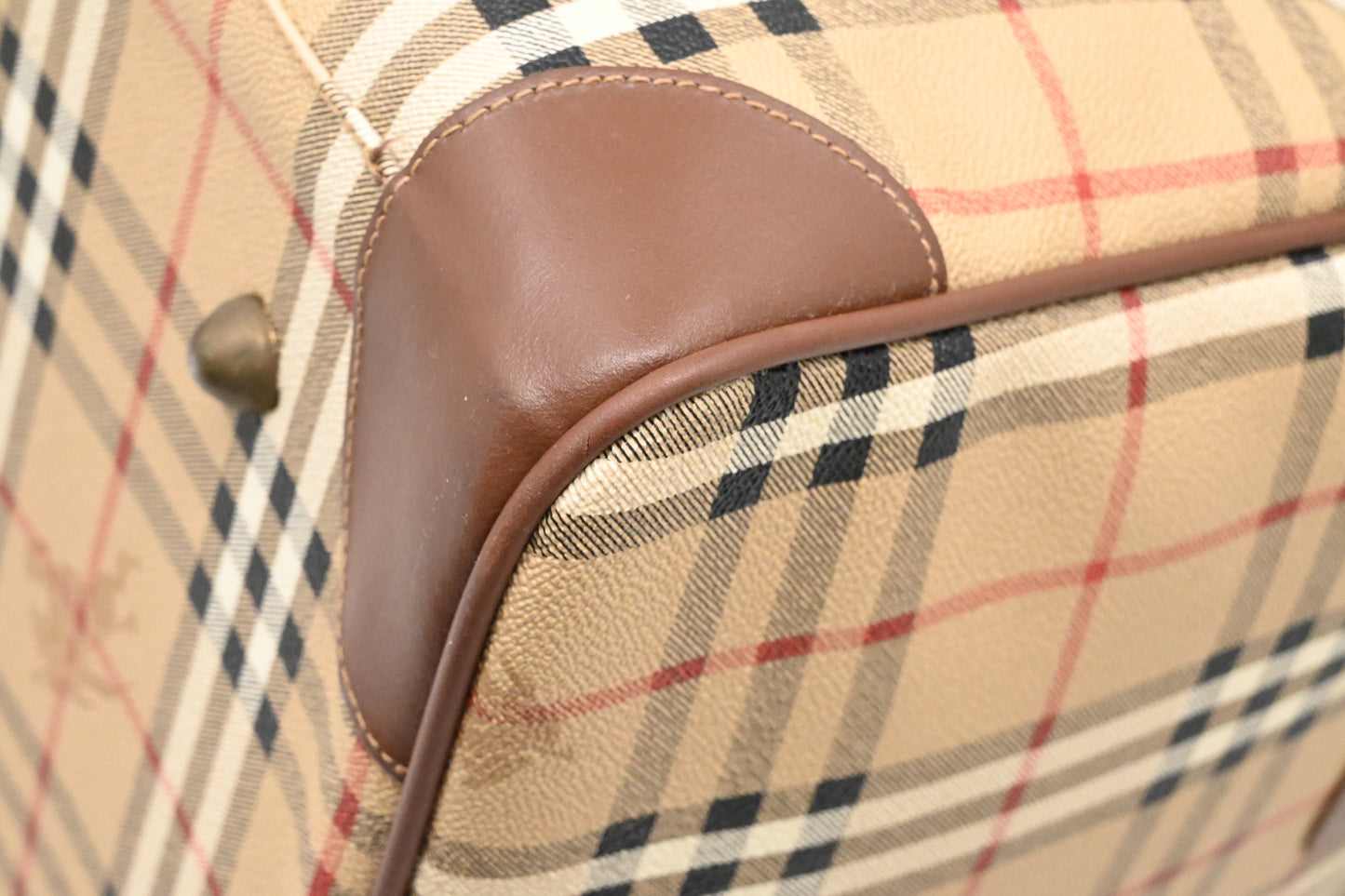 Burberry Travel Bag in Beige Coated Check Canvas