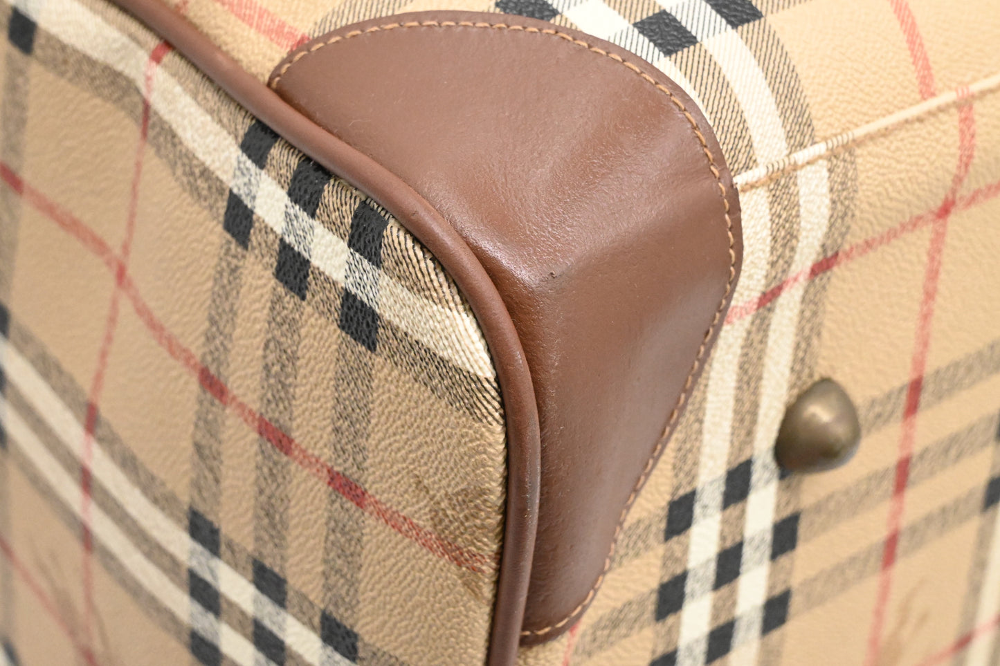 Burberry Travel Bag in Beige Coated Check Canvas