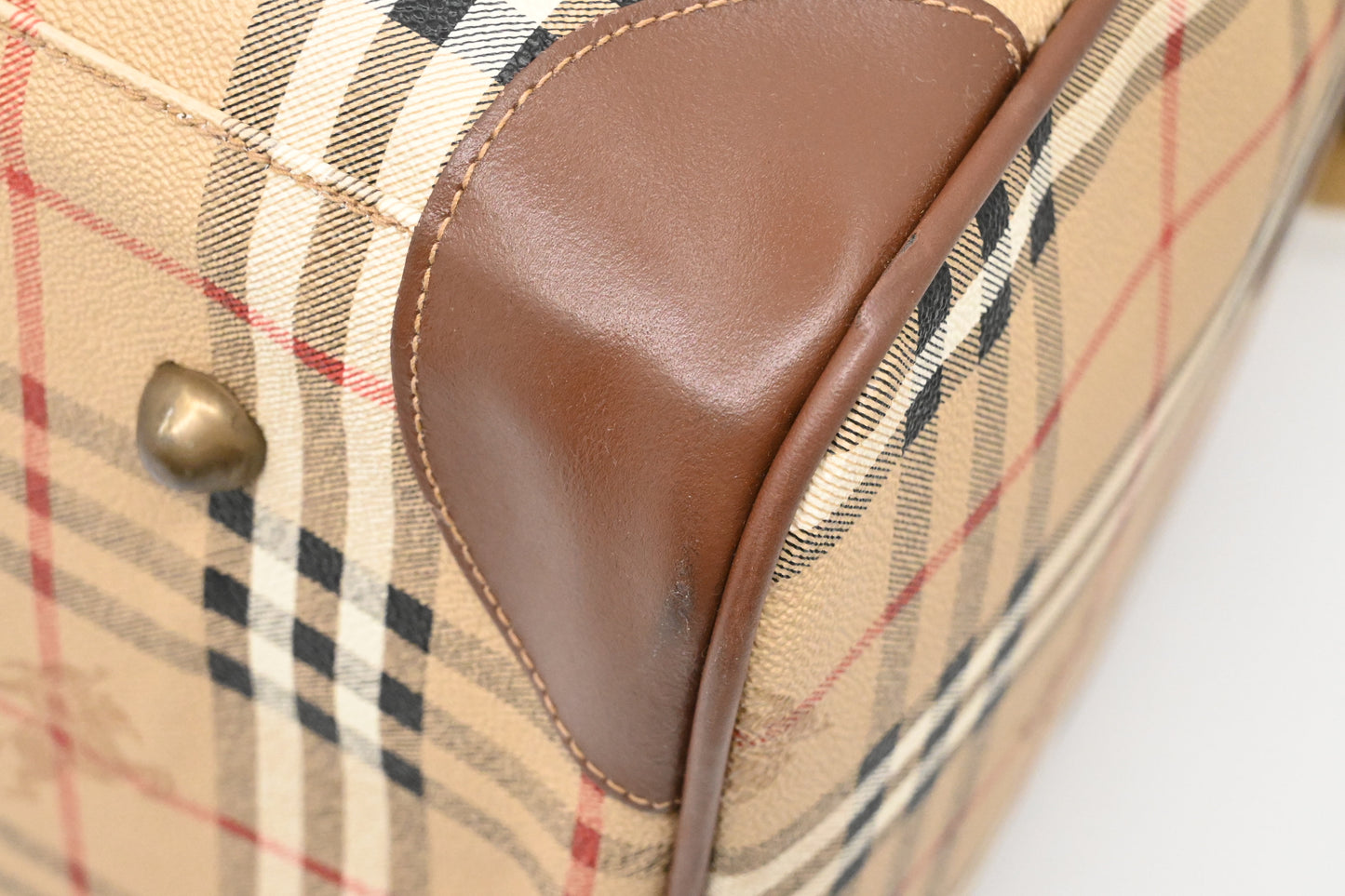 Burberry Travel Bag in Beige Coated Check Canvas