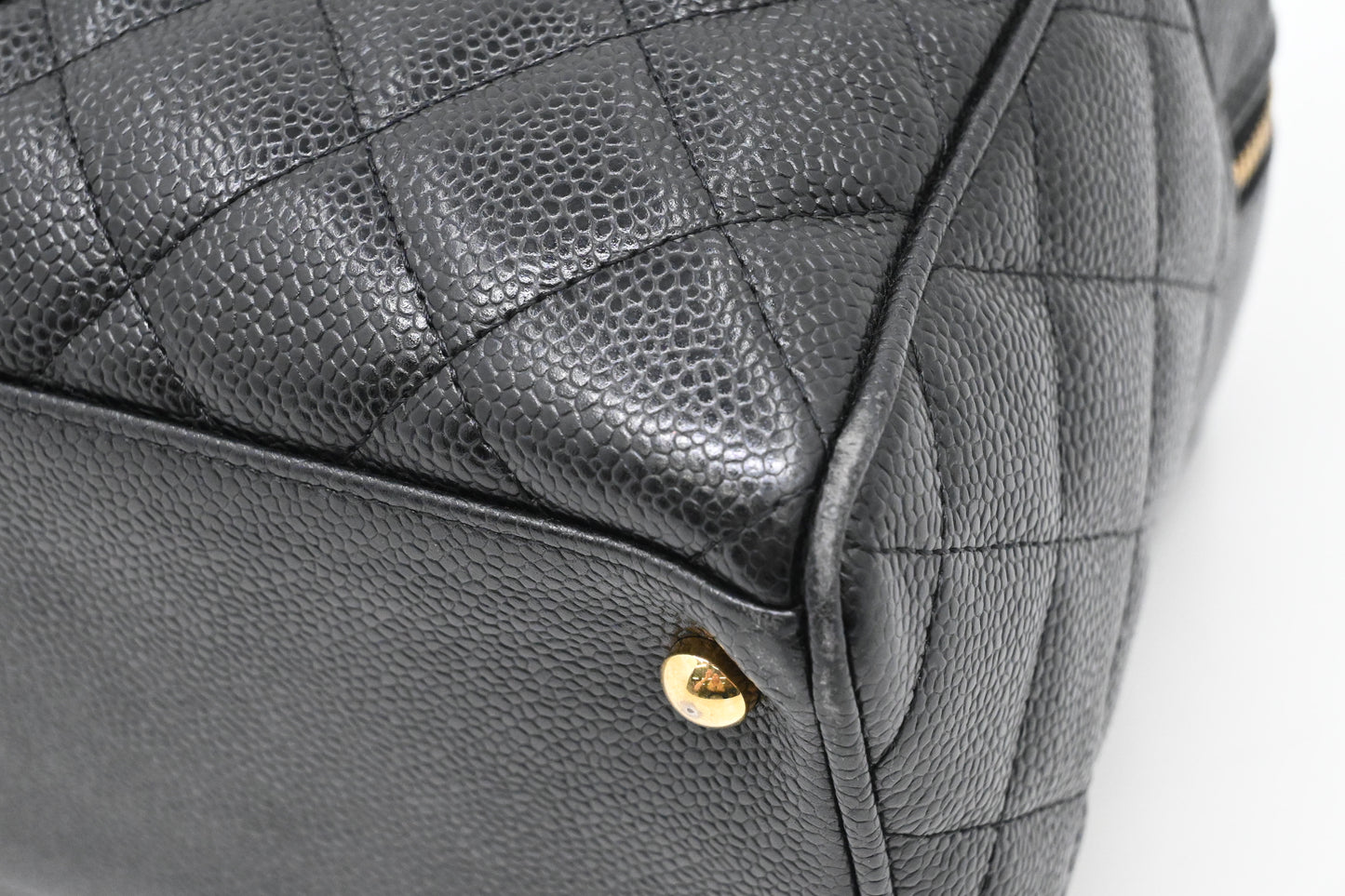 Chanel Bowling Bag in Black Caviar Matelassé Leather