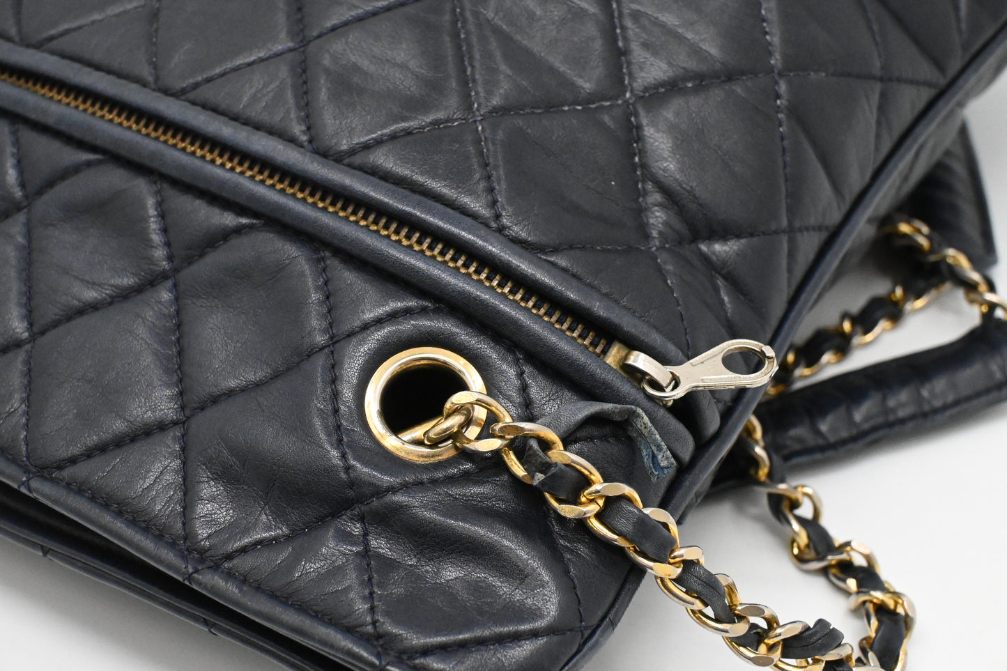 Chanel Shoulder Bag in Navy Blue Mattelassé Leather