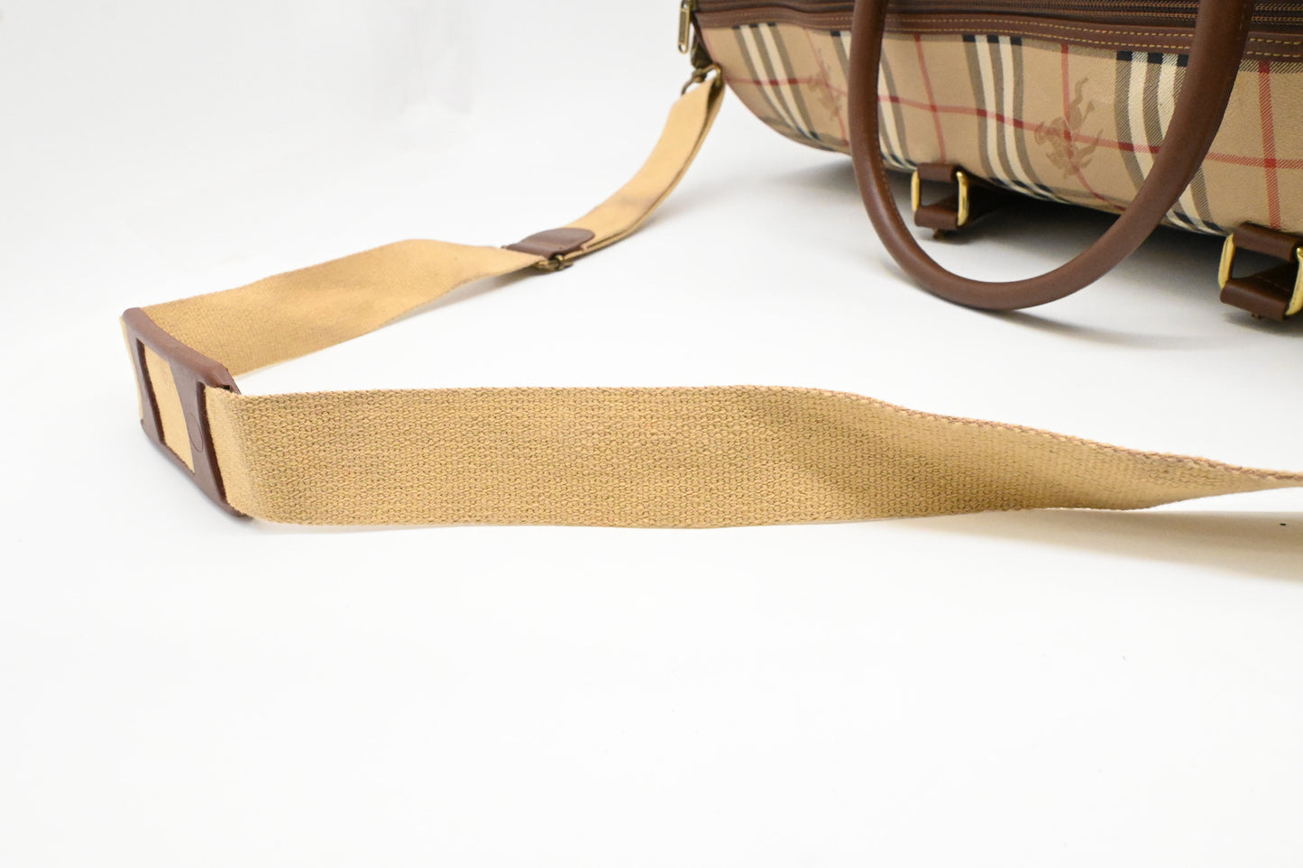 Burberry Travel Bag in Beige Coated Check Canvas