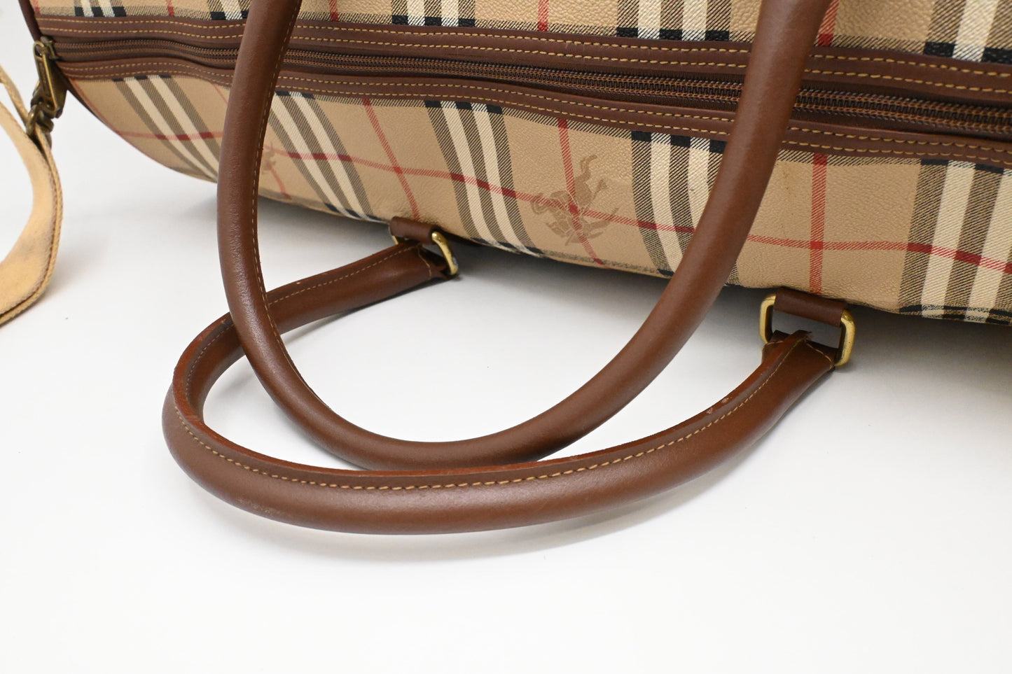 Burberry Travel Bag in Beige Coated Check Canvas