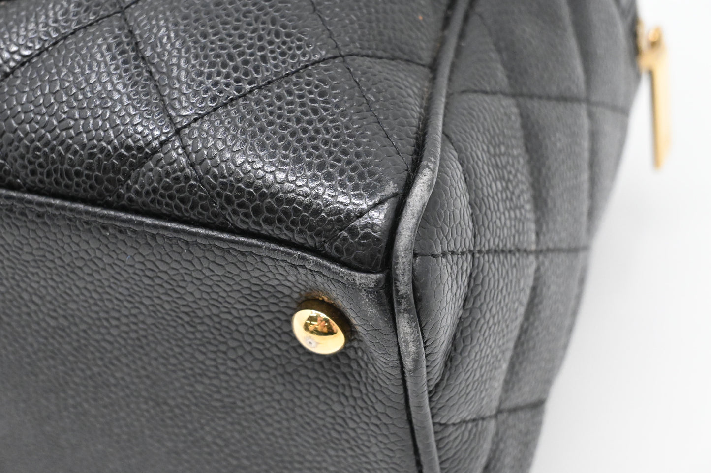 Chanel Bowling Bag in Black Caviar Matelassé Leather