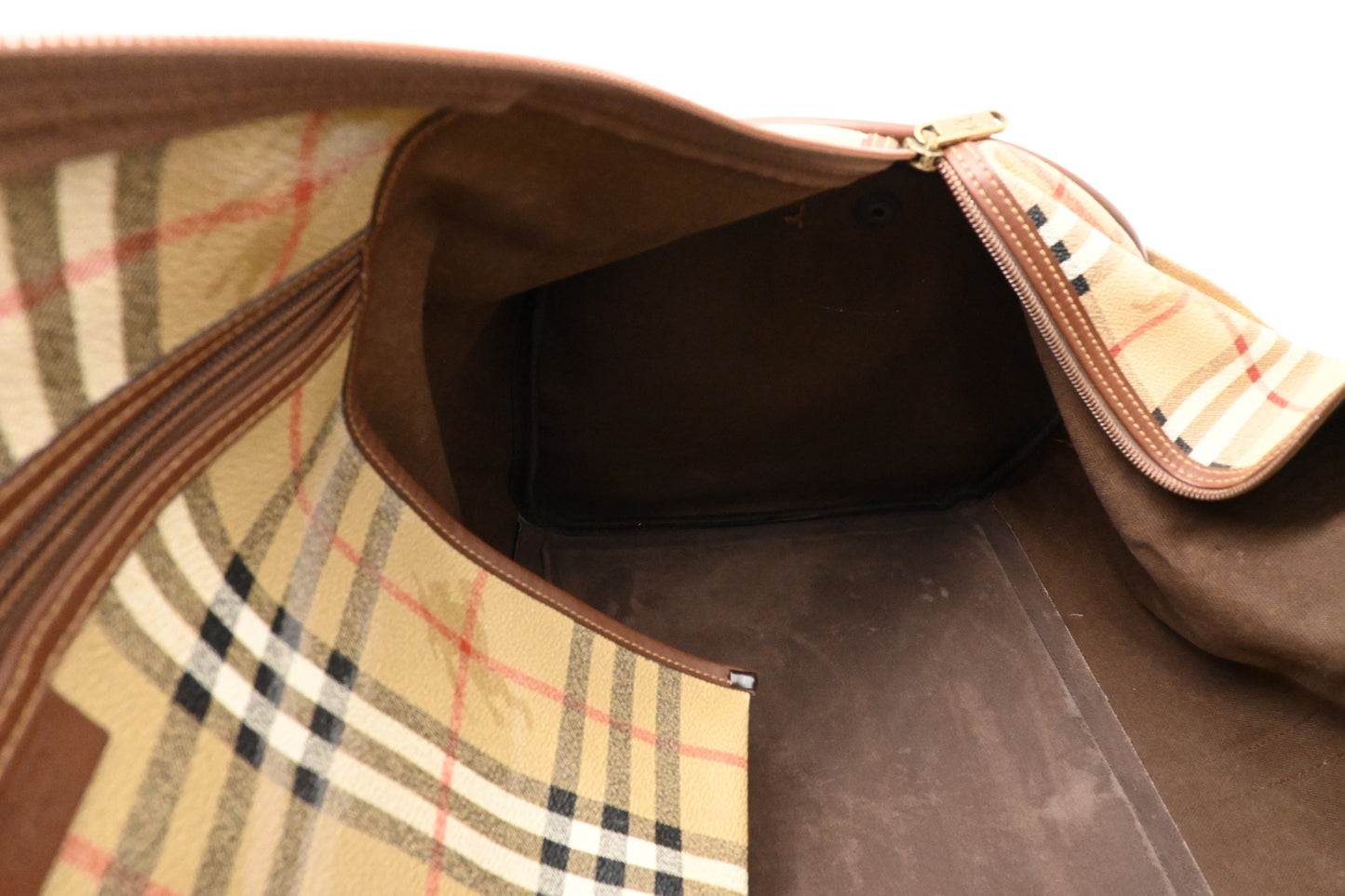 Burberry Travel Bag in Beige Coated Check Canvas