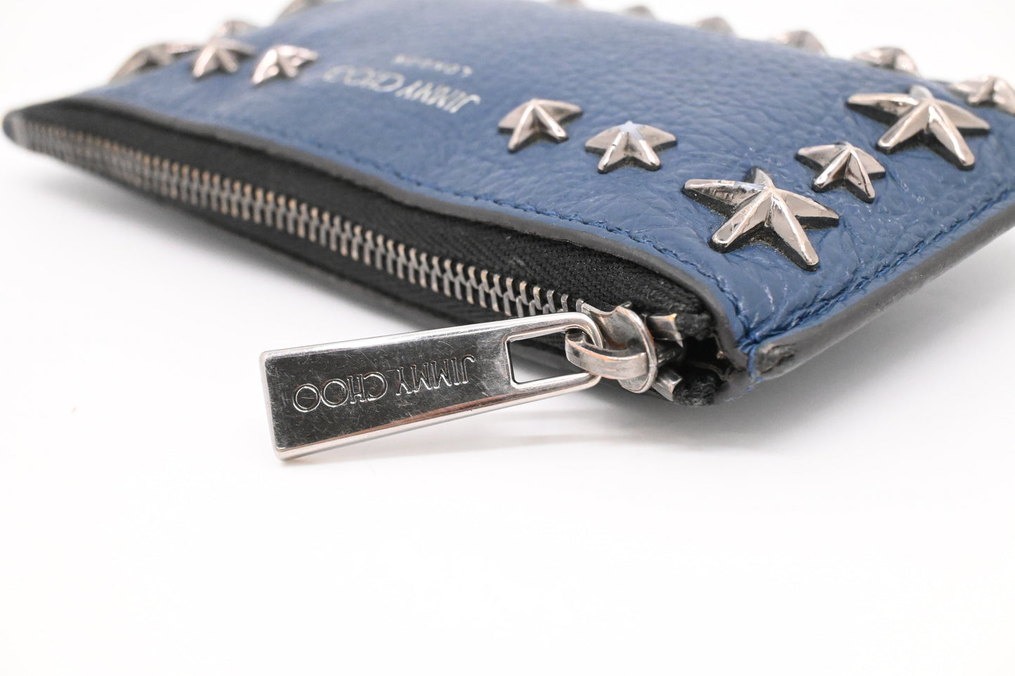 Jimmy Choo Card Case in Navy Blue Leather