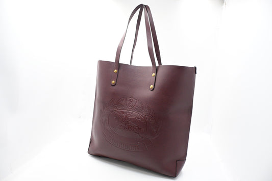 Burberry Large Embossed Tote in Burgundy Leather