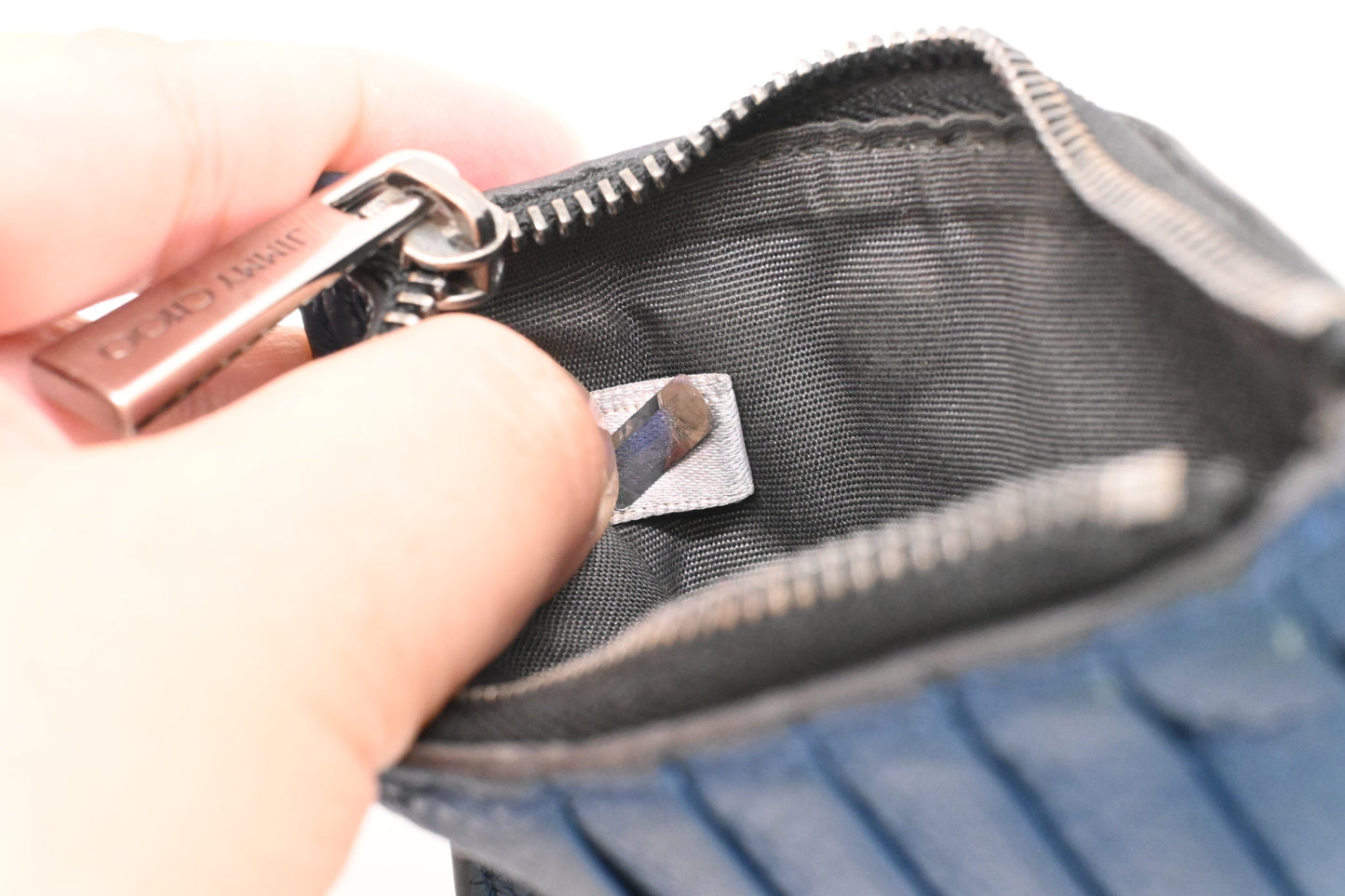 Jimmy Choo Card Case in Navy Blue Leather