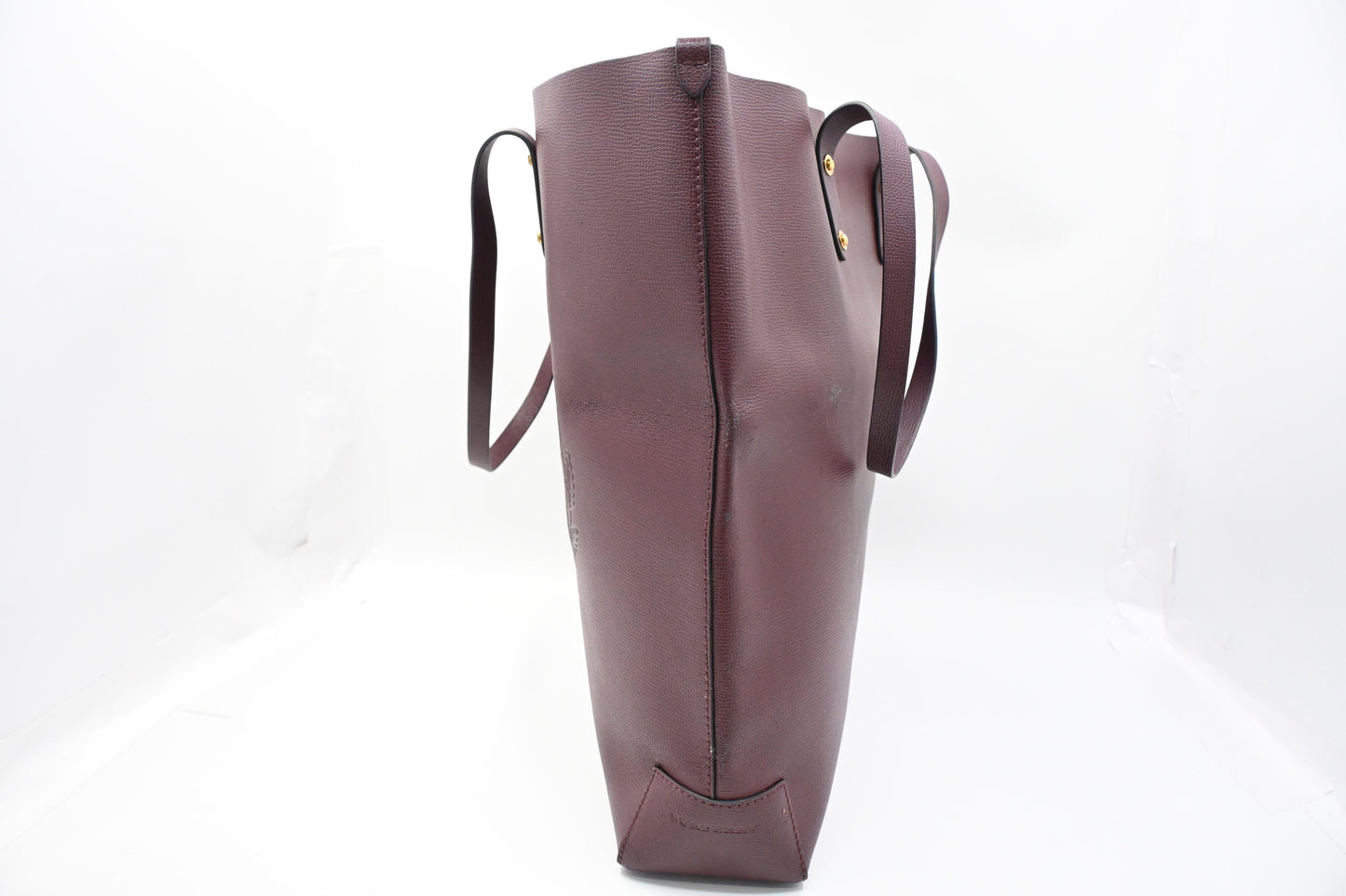 Burberry Large Embossed Tote in Burgundy Leather