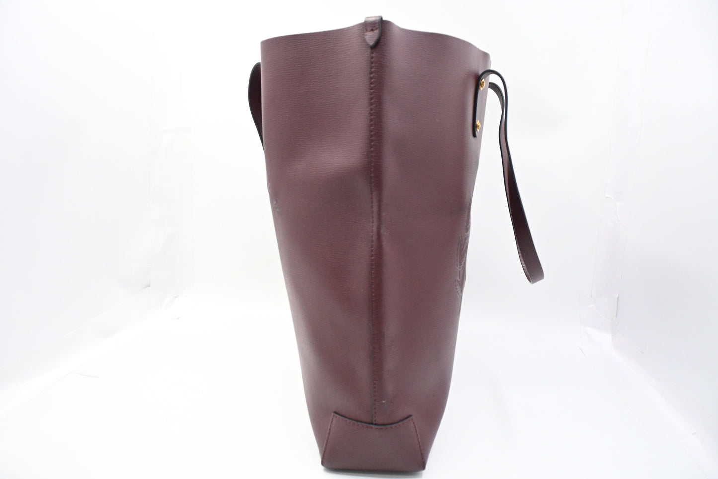 Burberry Large Embossed Tote in Burgundy Leather