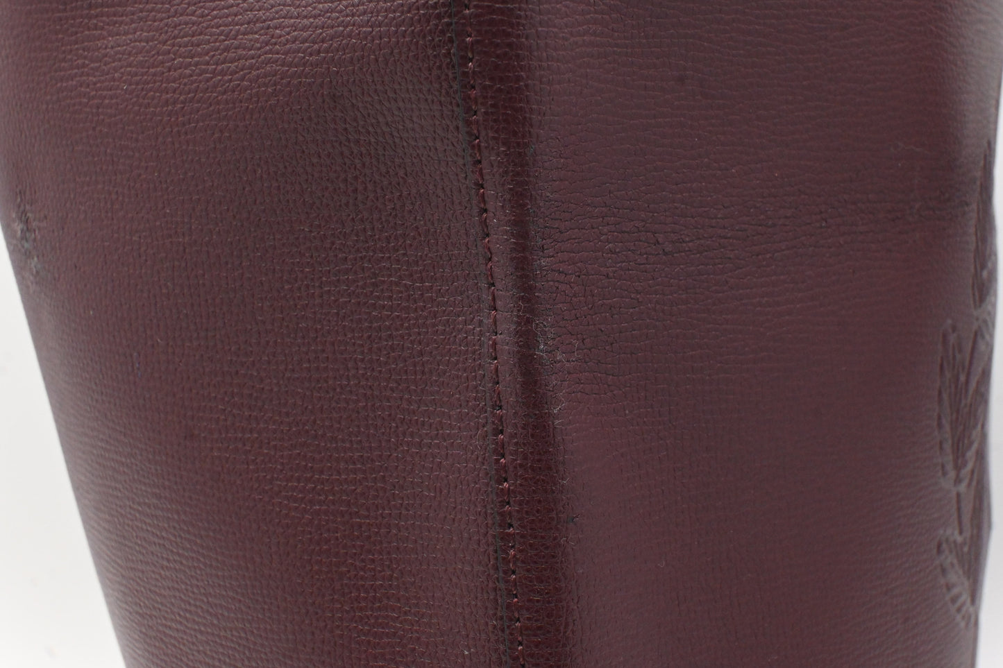 Burberry Large Embossed Tote in Burgundy Leather