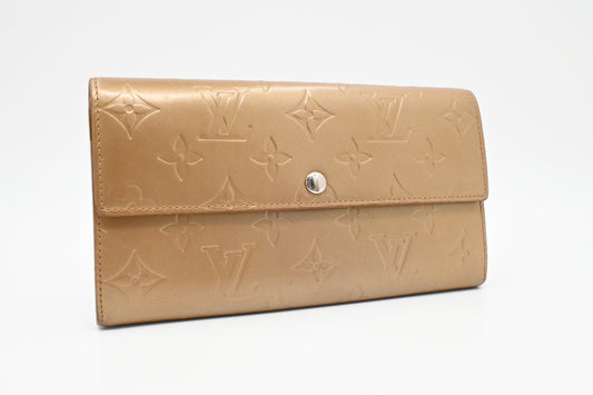 Louis Vuitton Sarah Wallet in Matte Beige Leather