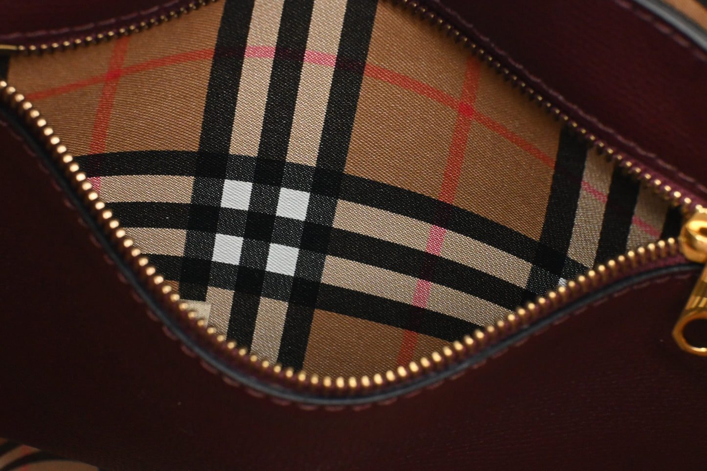Burberry Large Embossed Tote in Burgundy Leather