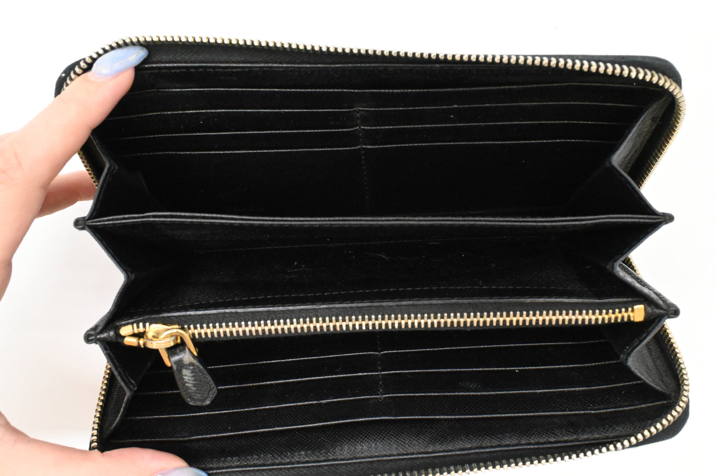Prada Long Zippy Wallet in Black Saffiano Leather