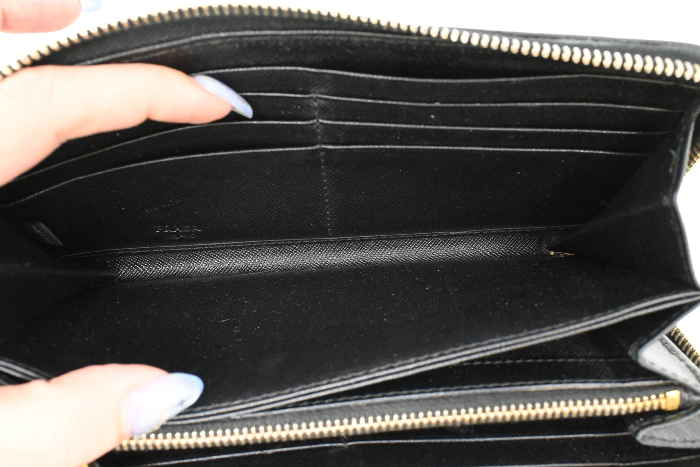 Prada Long Zippy Wallet in Black Saffiano Leather