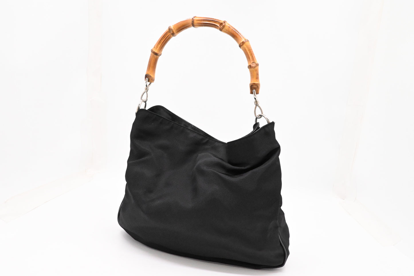 Gucci Bamboo Shoulder Bag in Black Canvas