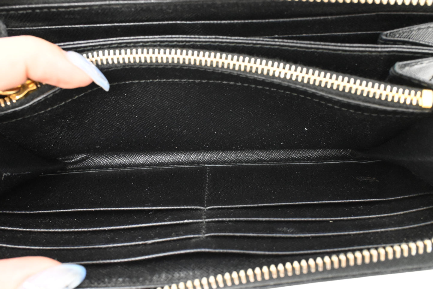 Prada Long Zippy Wallet in Black Saffiano Leather