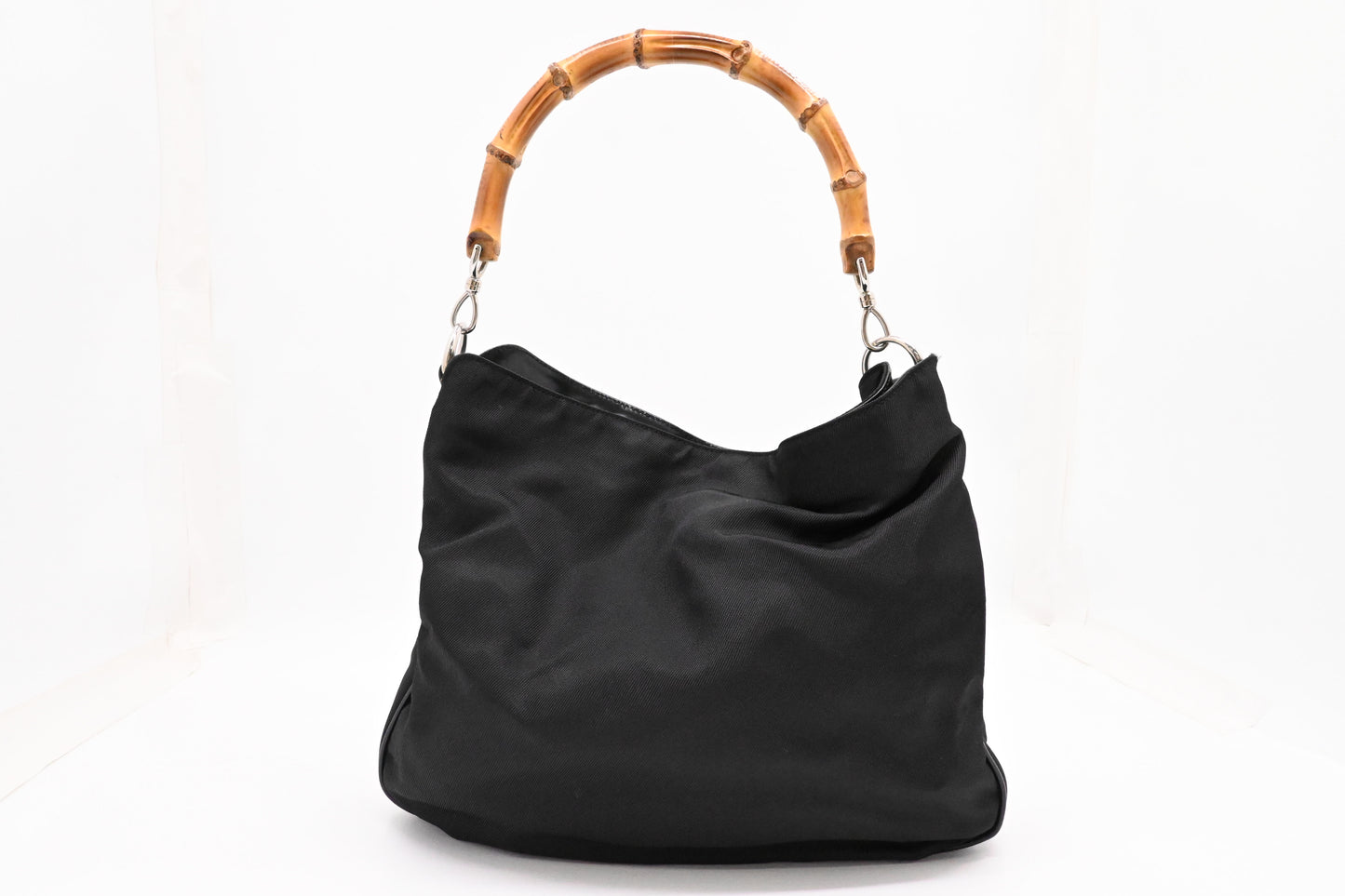 Gucci Bamboo Shoulder Bag in Black Canvas