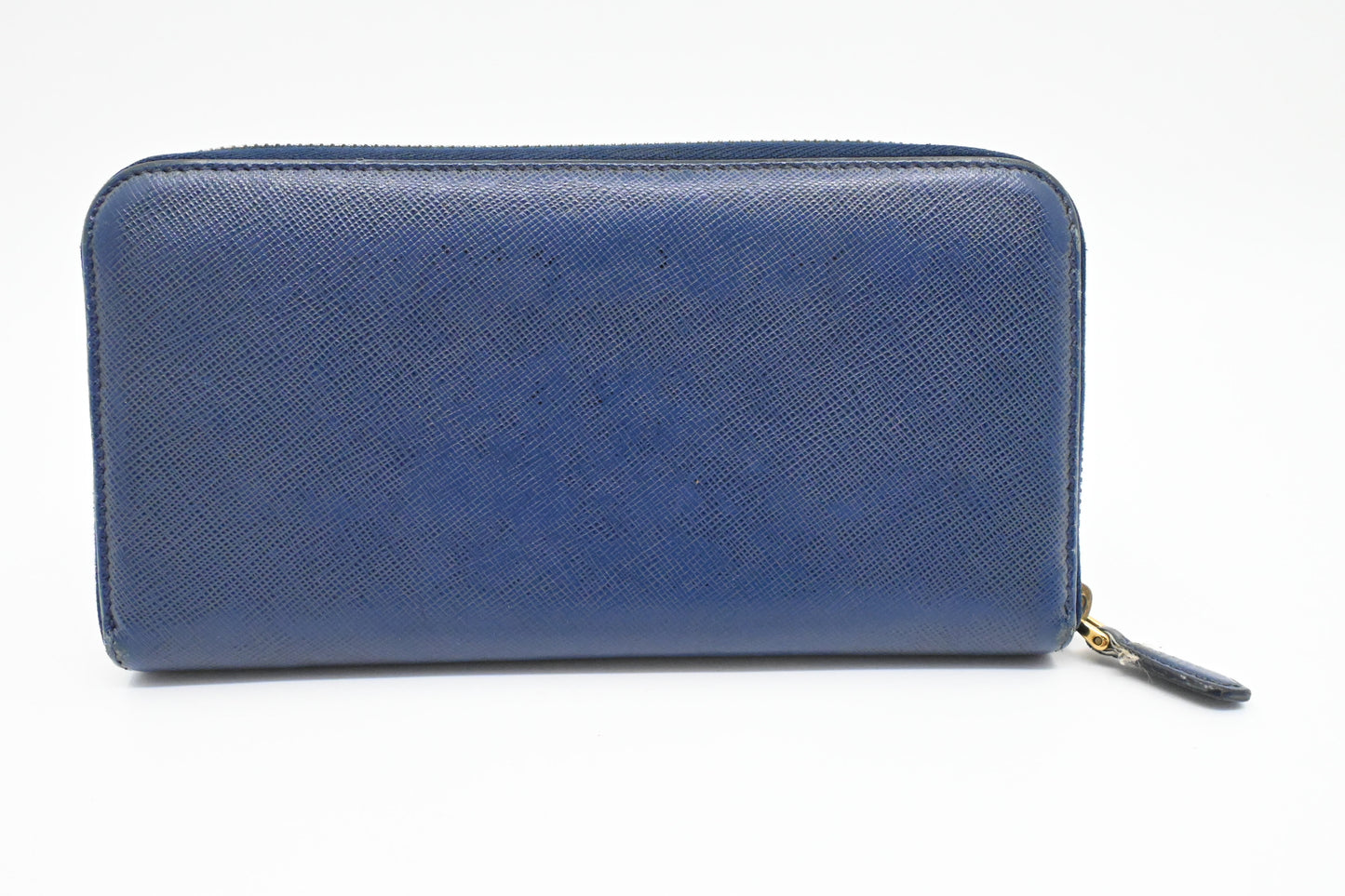 Prada Long Zippy Wallet in Saffiano Blue Leather
