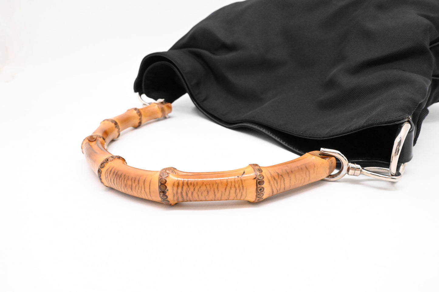 Gucci Bamboo Shoulder Bag in Black Canvas