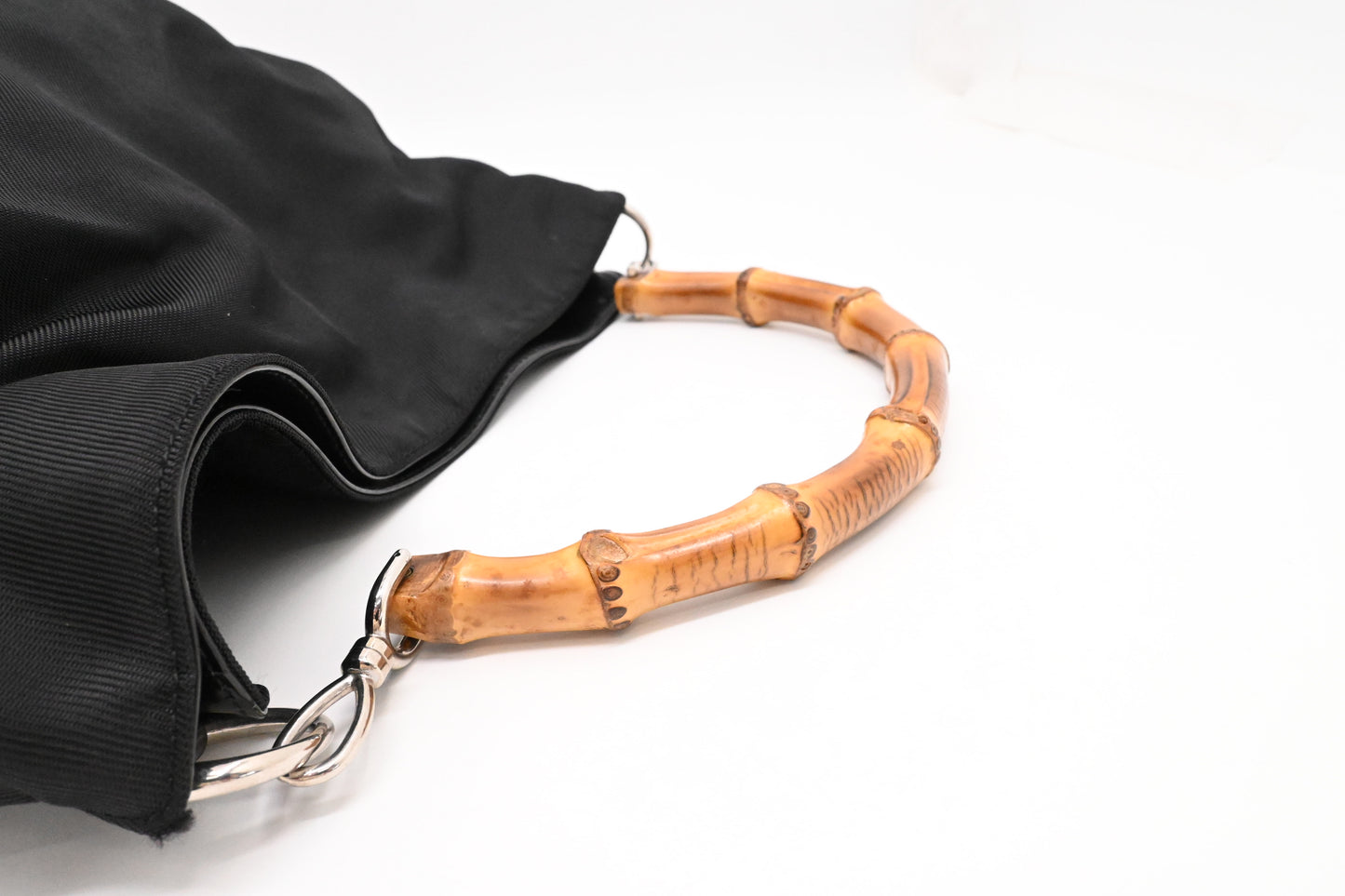 Gucci Bamboo Shoulder Bag in Black Canvas
