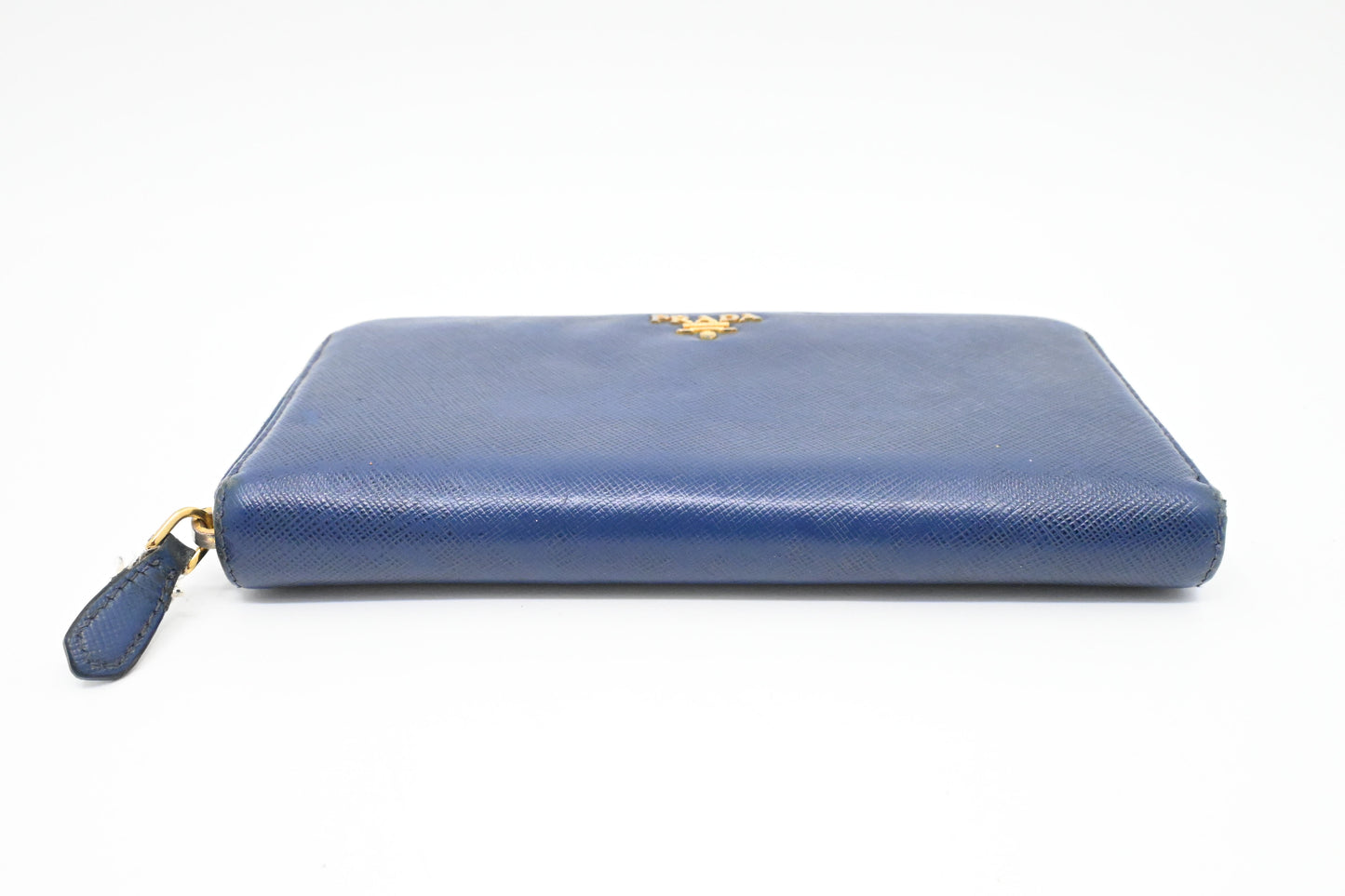 Prada Long Zippy Wallet in Saffiano Blue Leather