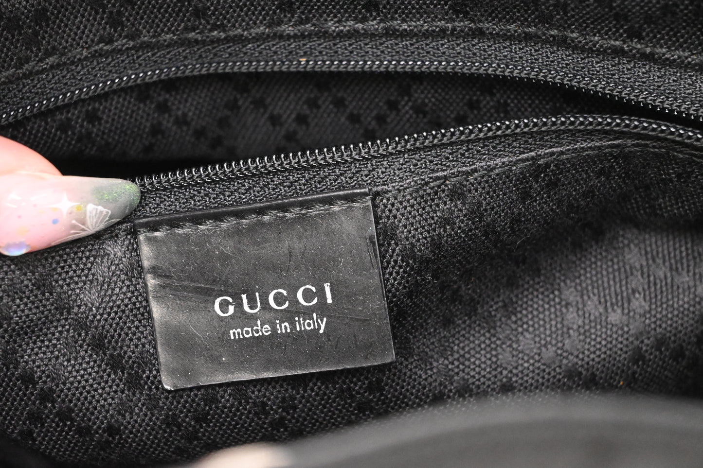 Gucci Bamboo Shoulder Bag in Black Canvas
