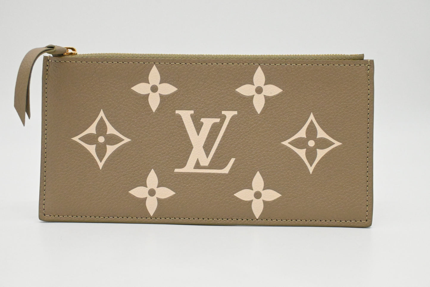 Louis Vuitton Felicie Pouch in Green and Beige Bicolor Empreinte Leather