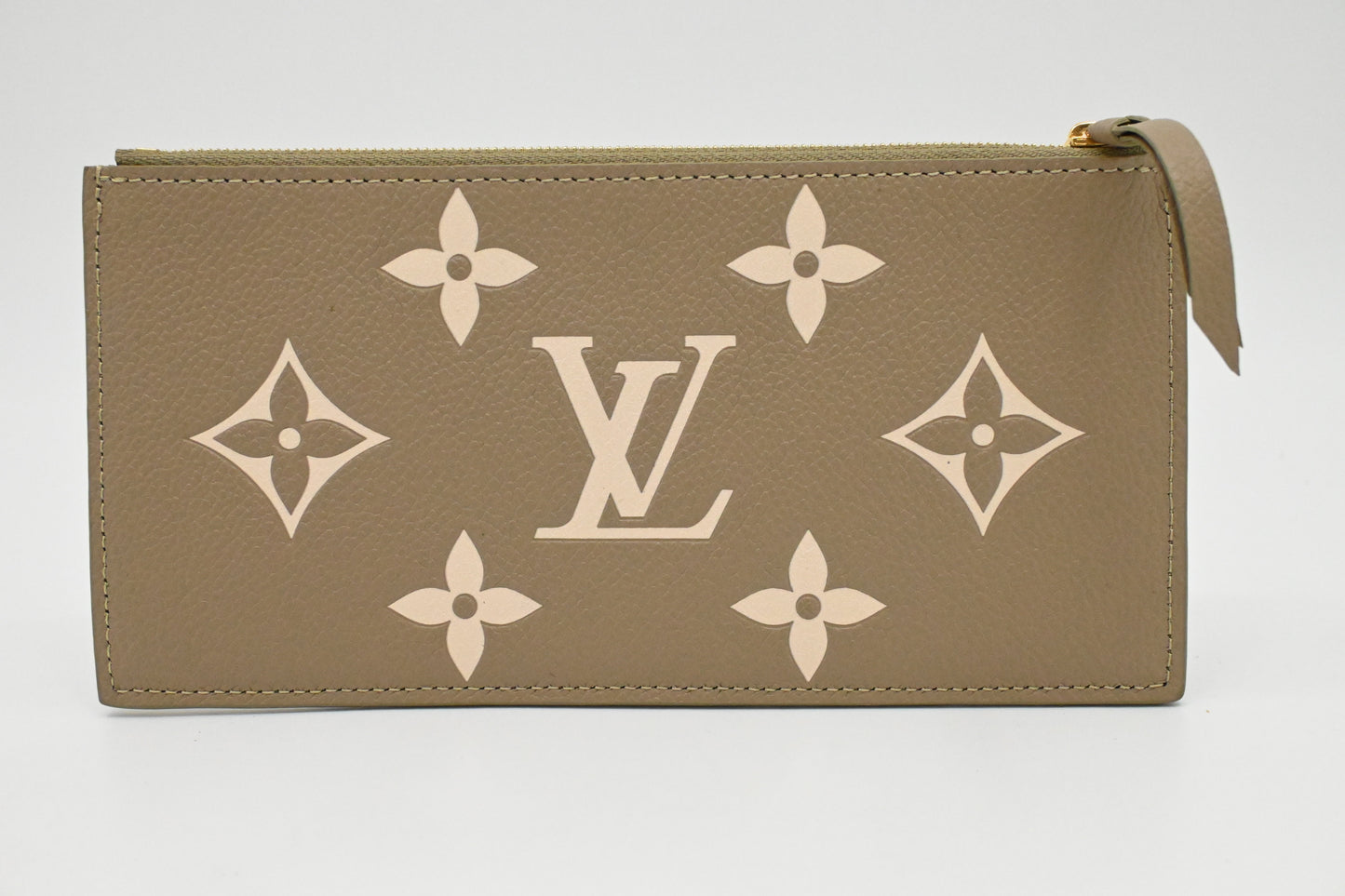 Louis Vuitton Felicie Pouch in Green and Beige Bicolor Empreinte Leather