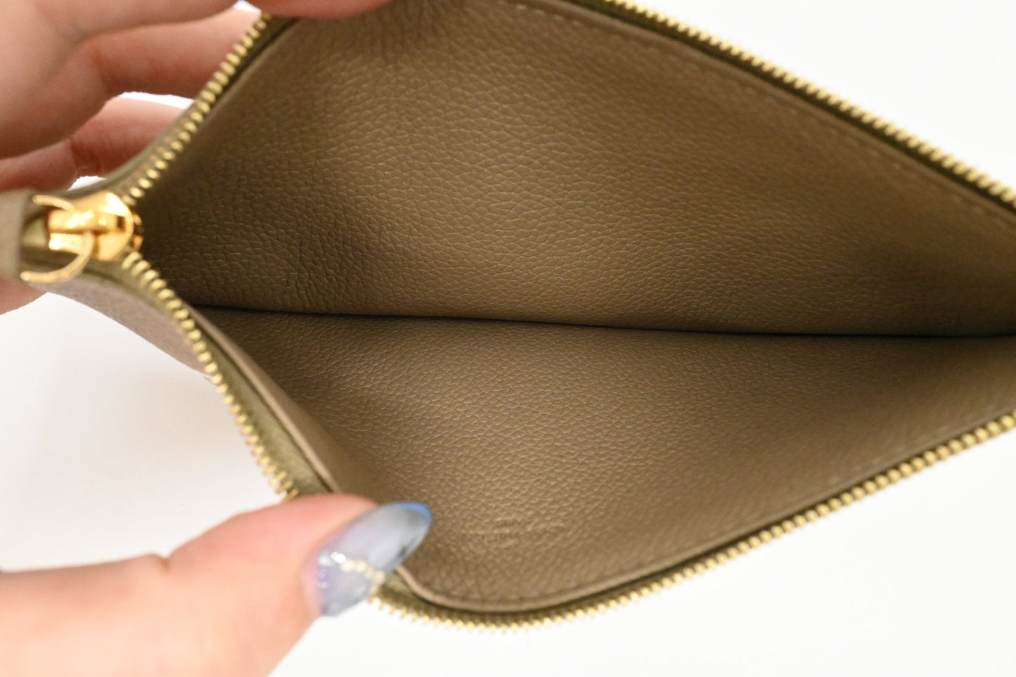 Louis Vuitton Felicie Pouch in Green and Beige Bicolor Empreinte Leather