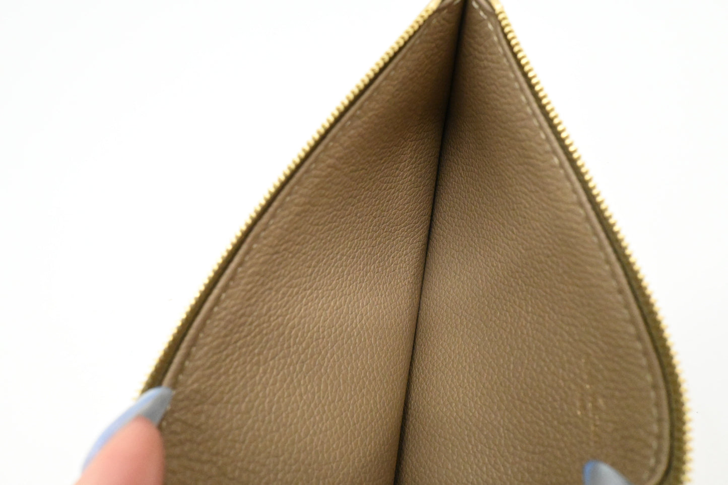 Louis Vuitton Felicie Pouch in Green and Beige Bicolor Empreinte Leather