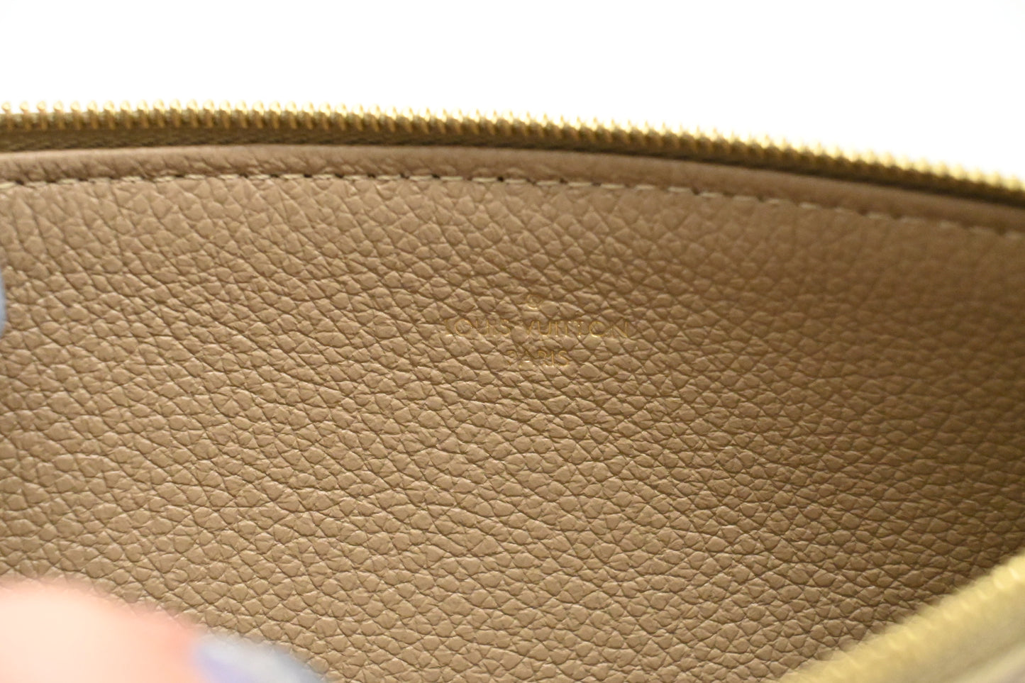 Louis Vuitton Felicie Pouch in Green and Beige Bicolor Empreinte Leather