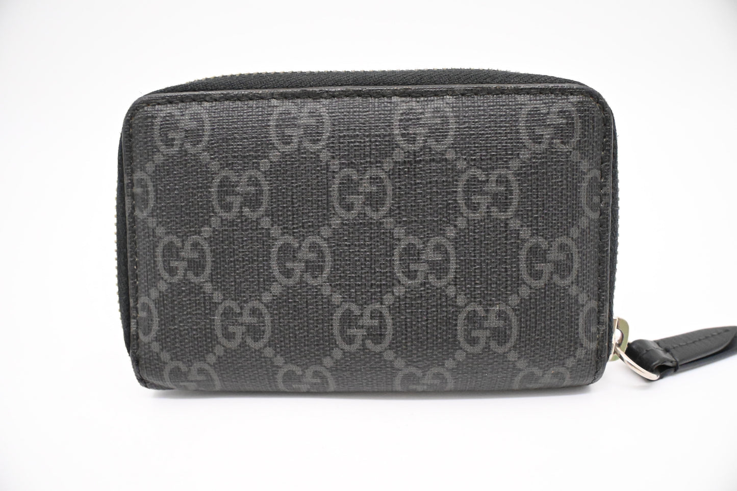 Gucci Wolf Zippy Coin Case in Black GG Coated Canvas