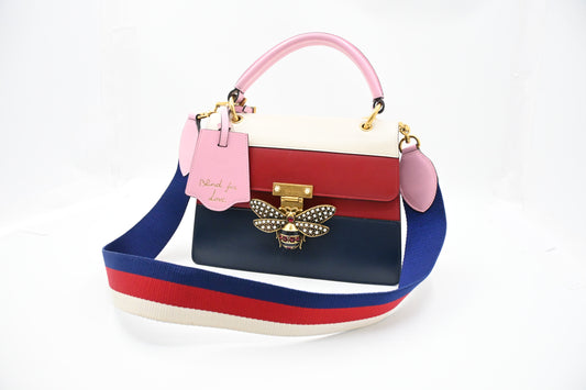 Gucci Queen Margaret Shoulder Bag in Red, White, and Blue Leather