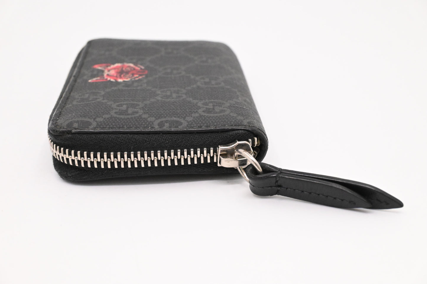 Gucci Wolf Zippy Coin Case in Black GG Coated Canvas