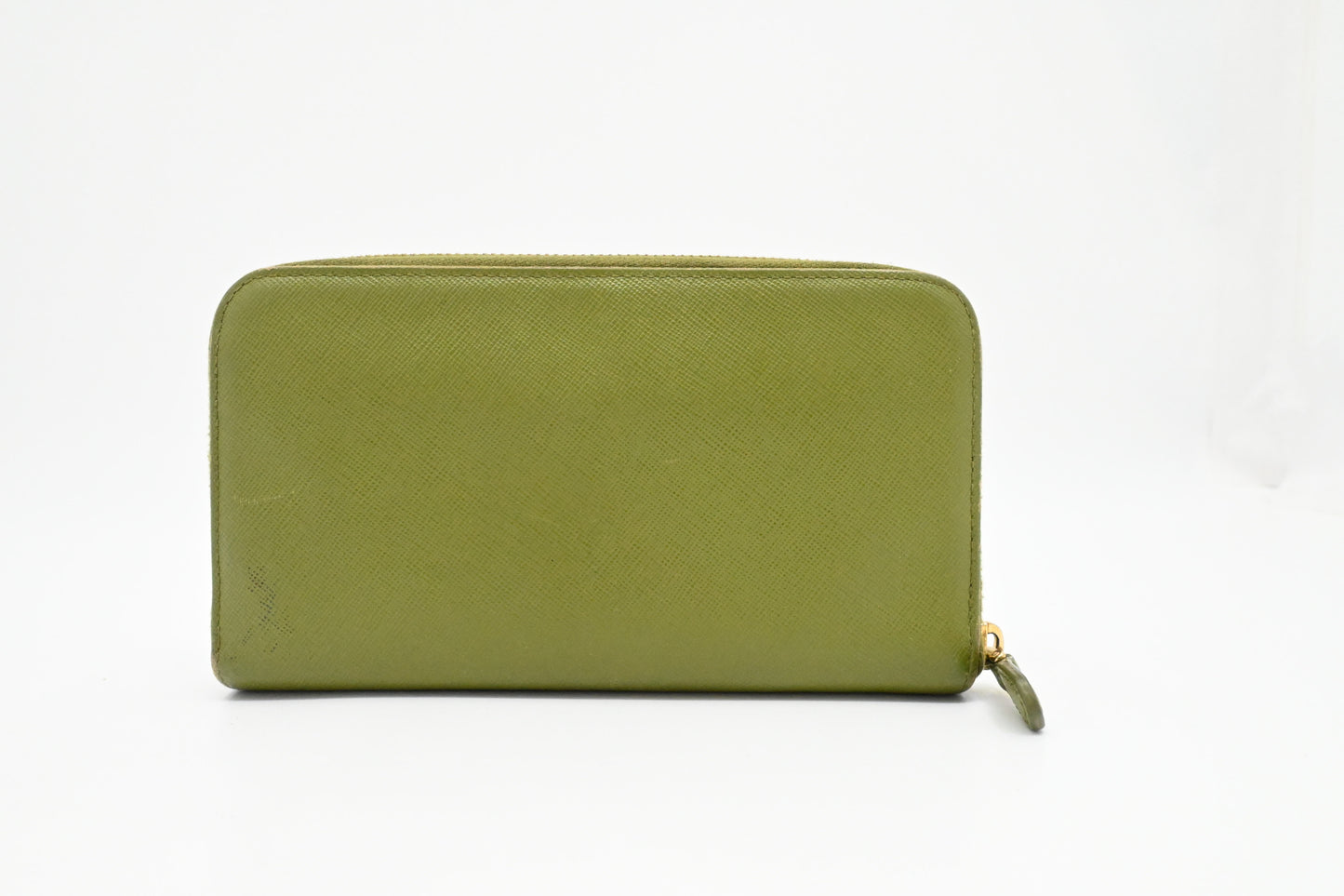 Prada Zippy Wallet in Green Leather