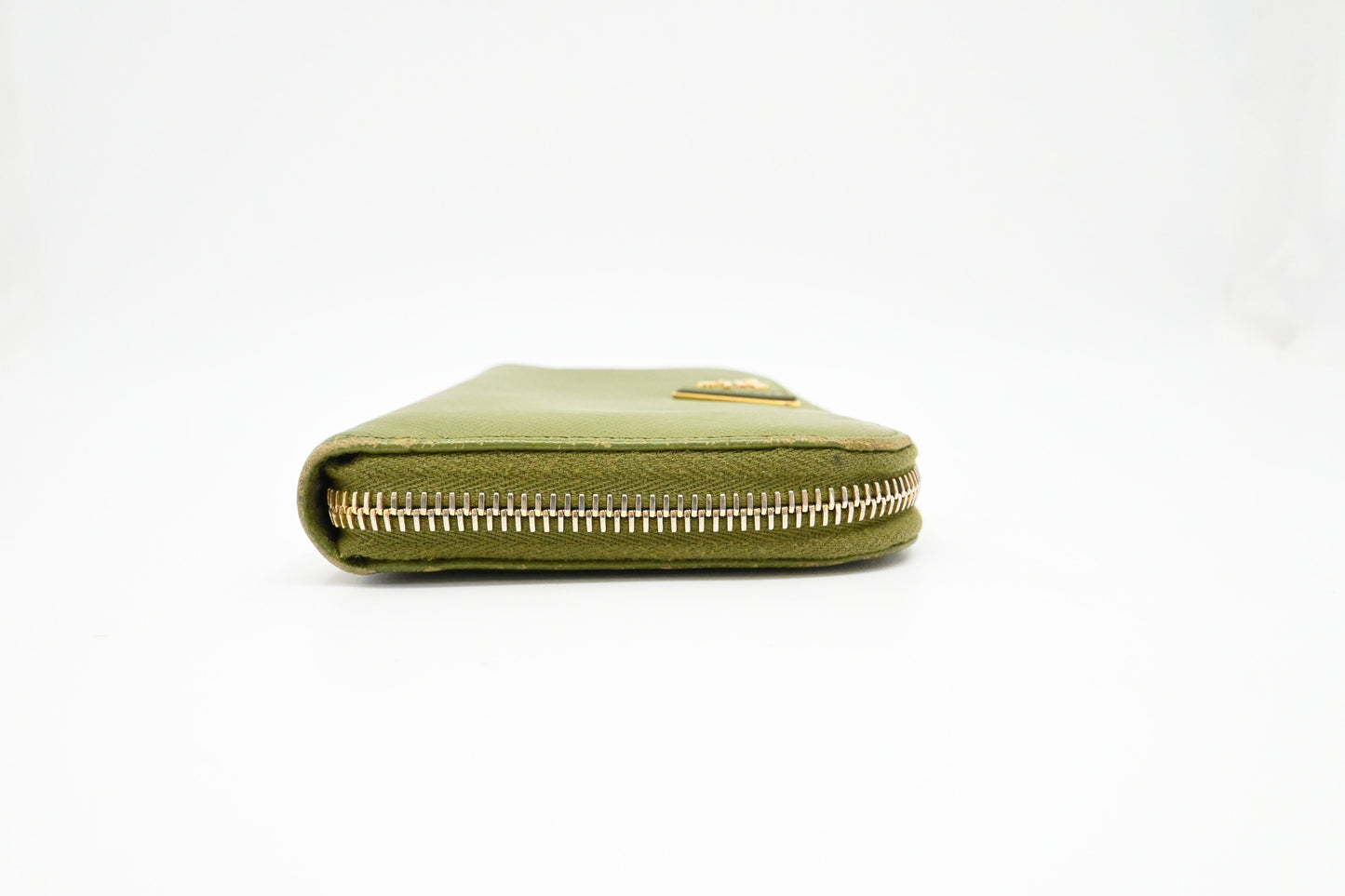 Prada Zippy Wallet in Green Leather