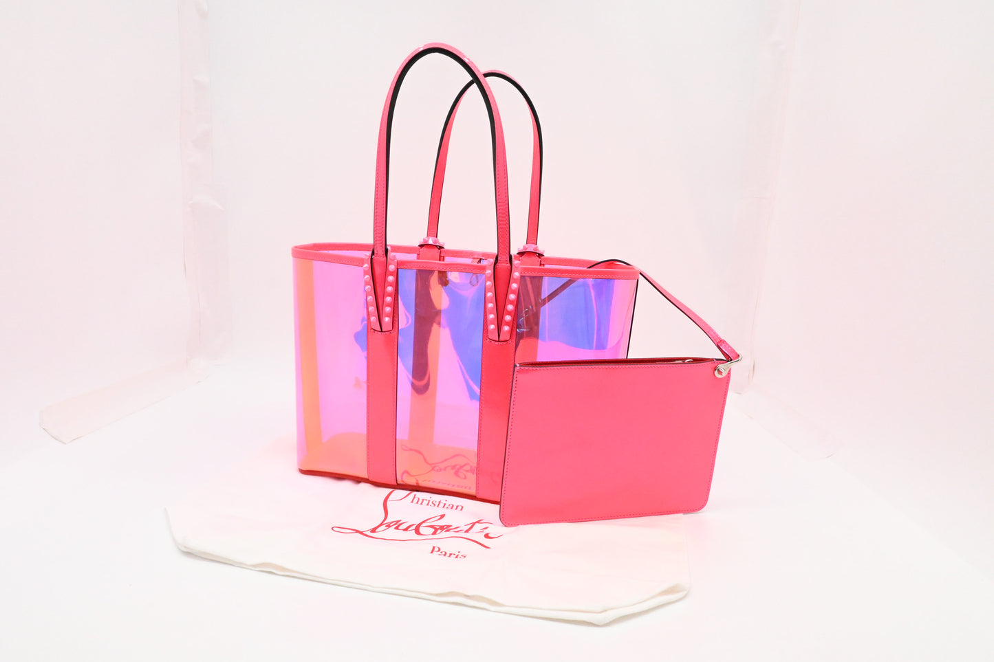Louboutin Small Cabata in Pink Flourescent Vinyl