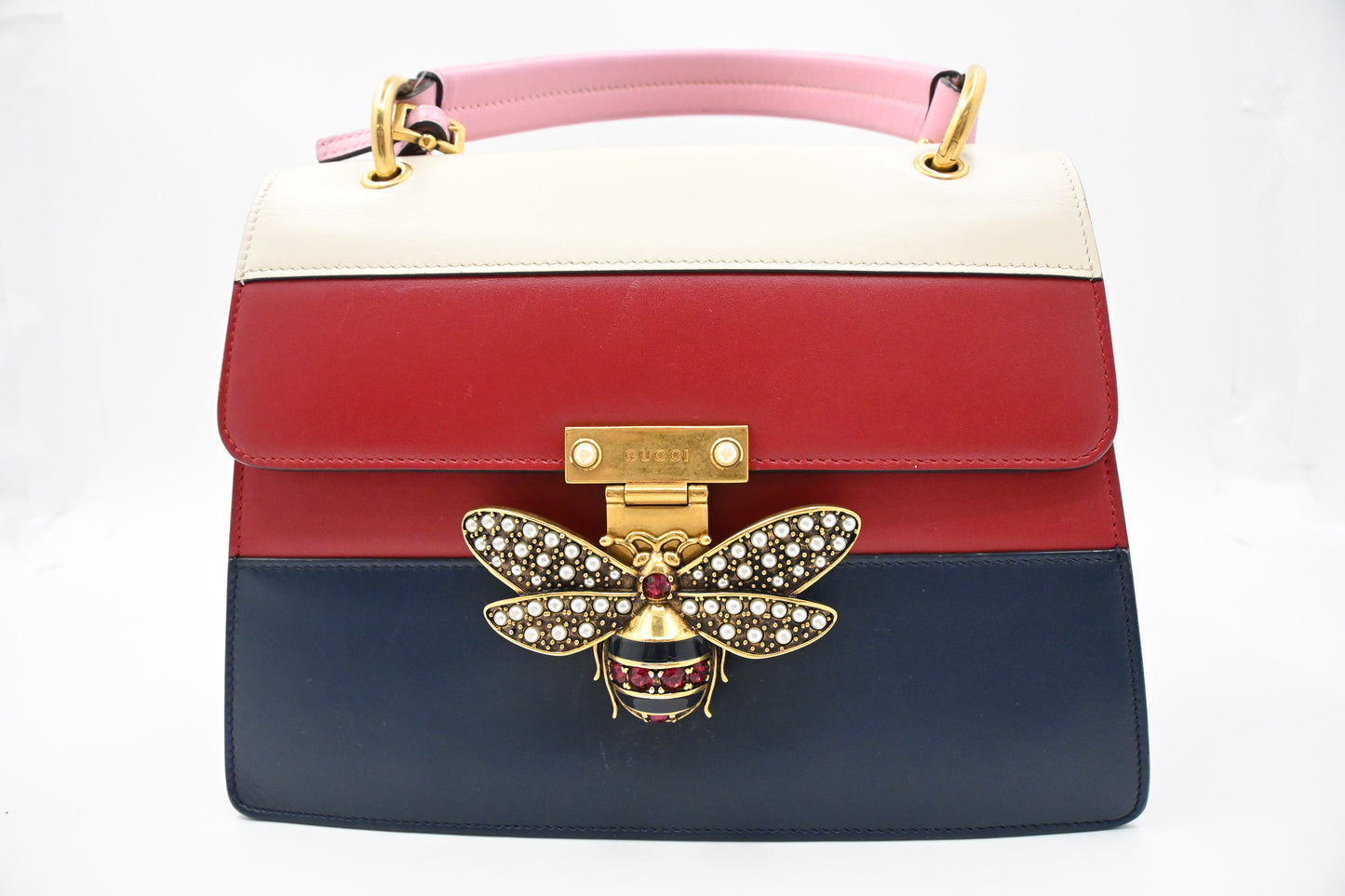 Gucci Queen Margaret Shoulder Bag in Red, White, and Blue Leather