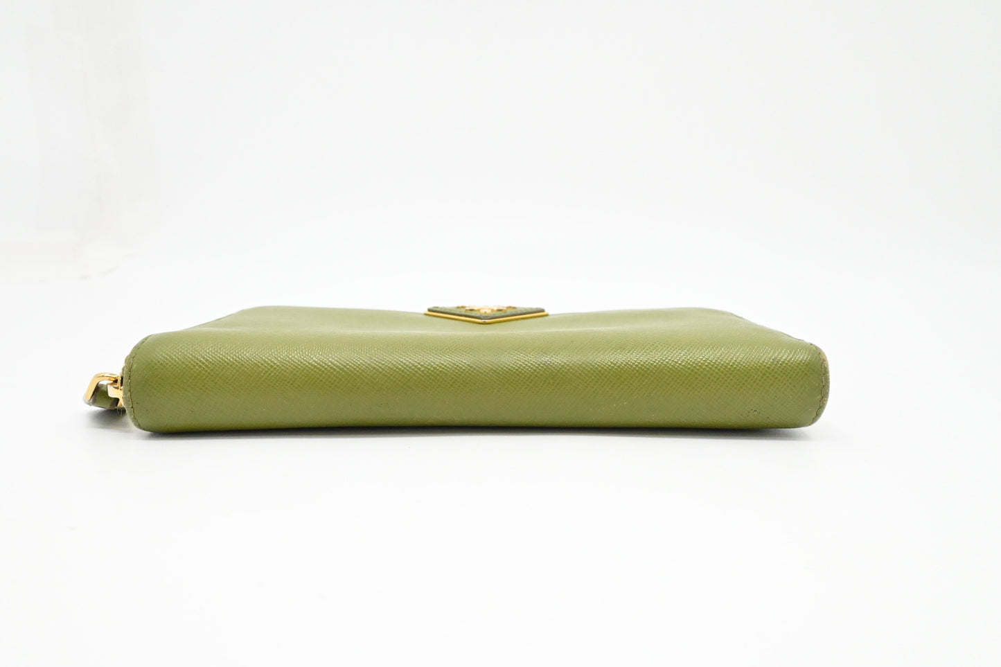 Prada Zippy Wallet in Green Leather