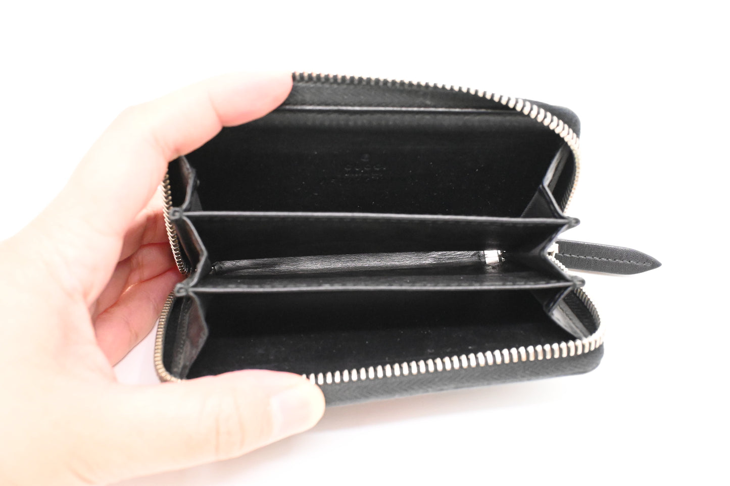 Gucci Wolf Zippy Coin Case in Black GG Coated Canvas