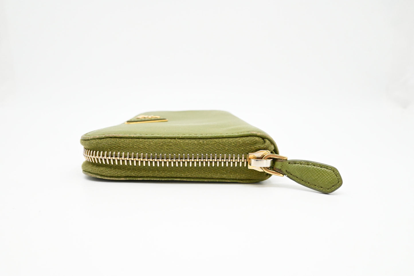 Prada Zippy Wallet in Green Leather