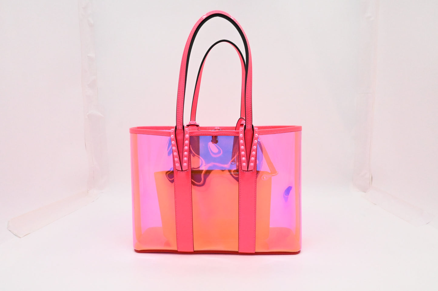 Louboutin Small Cabata in Pink Flourescent Vinyl