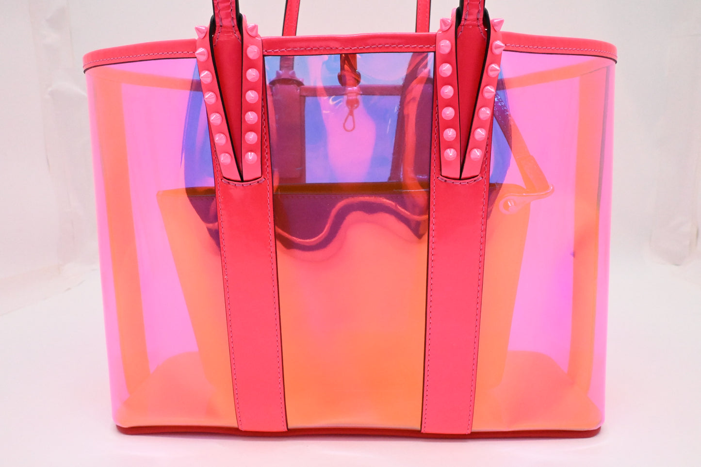 Louboutin Small Cabata in Pink Flourescent Vinyl