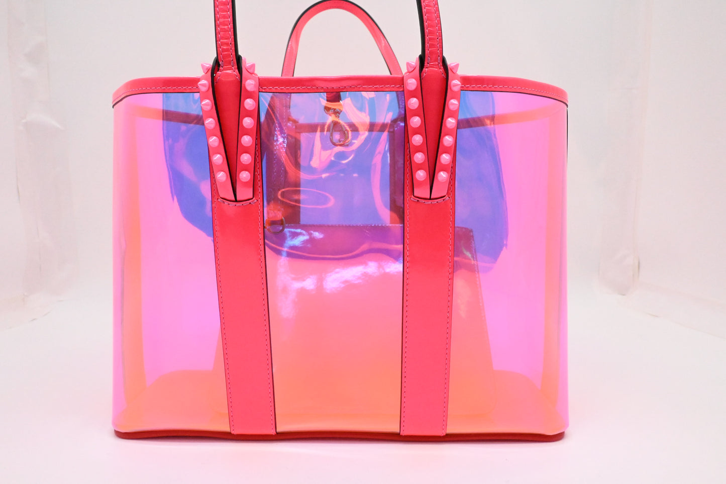 Louboutin Small Cabata in Pink Flourescent Vinyl