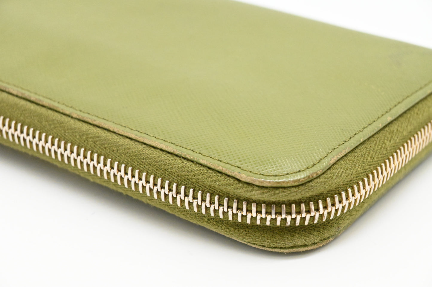 Prada Zippy Wallet in Green Leather