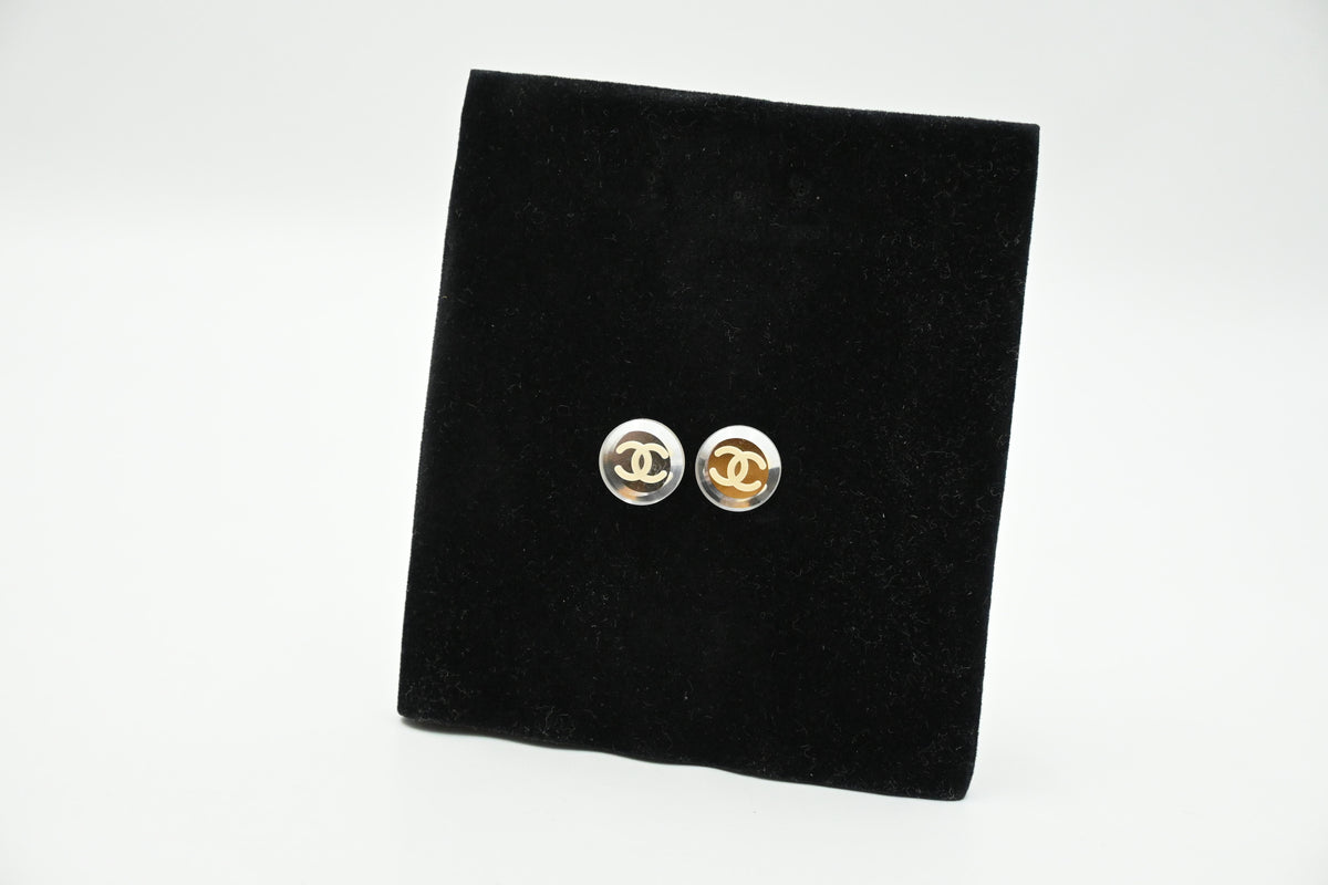 Chanel Clear CC Stud Earrings